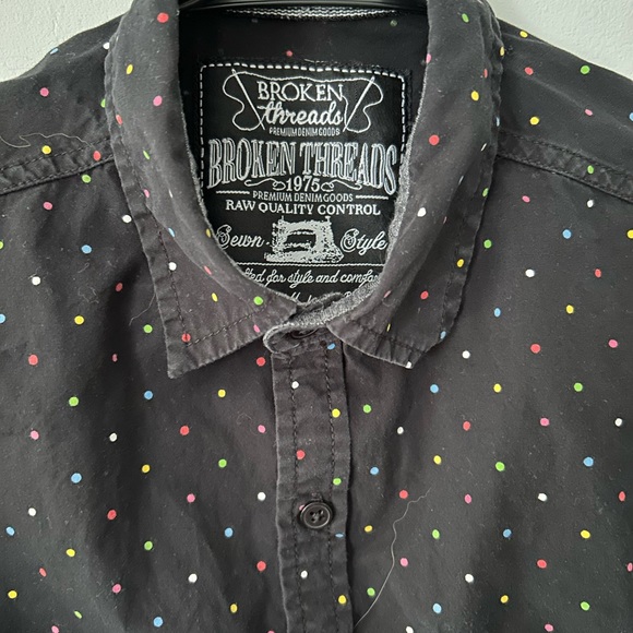 Multi-color Polka Dot Short-sleeve Button-down - Picture 2 of 2
